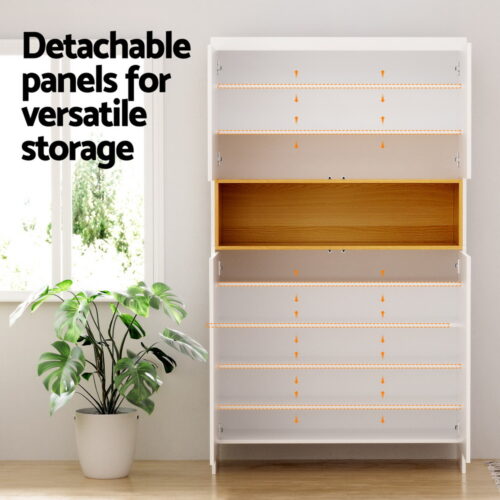 Artiss Shoe Rack Storage Cabinet 9 Tiers White - Image 6