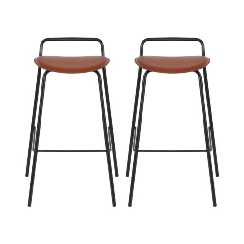 2x Artiss Bar Stools Kitchen Counter Stools Metal Brown - Image 5