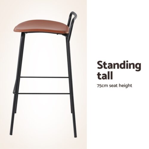 2x Artiss Bar Stools Kitchen Counter Stools Metal Brown - Image 6
