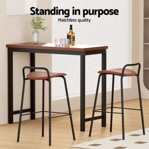 2x Artiss Bar Stools Kitchen Counter Stools Metal Brown - Image 7