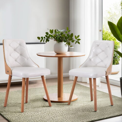 1 Set of 2 Artiss Dining Chairs White PU - Image 6