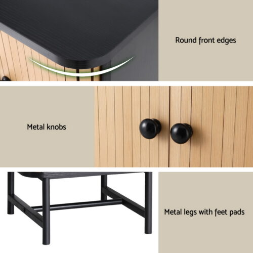 Artiss Bedside Table with Sliding Doors BORIS - Image 5
