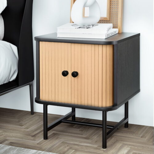 Artiss Bedside Table with Sliding Doors BORIS - Image 6