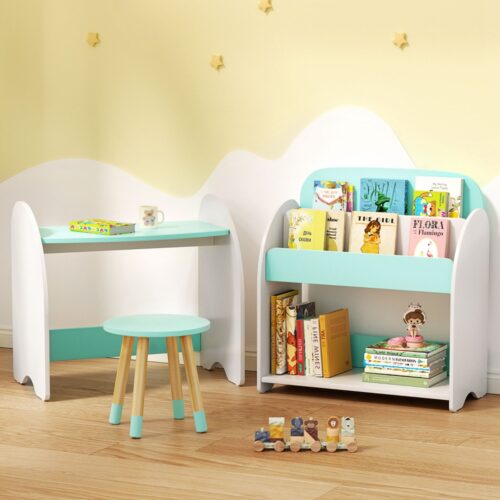 Keezi Kids Bookshelf 2 In 1 Table Chair Set Bookcase Toys Shelves Children Organiser - Image 6