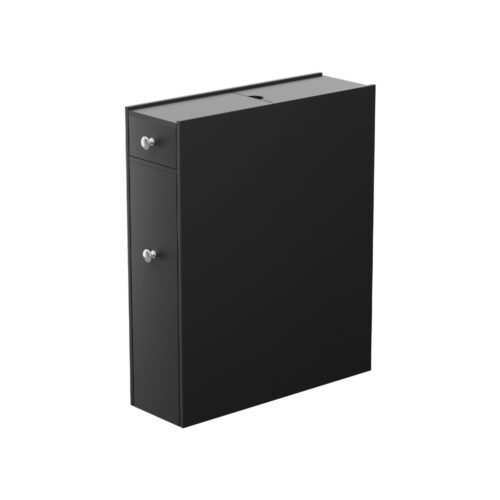Artiss Bathroom Storage Cabinet Toilet Slim Tissue Box Caddy Holder Side Wooden Black - Image 2