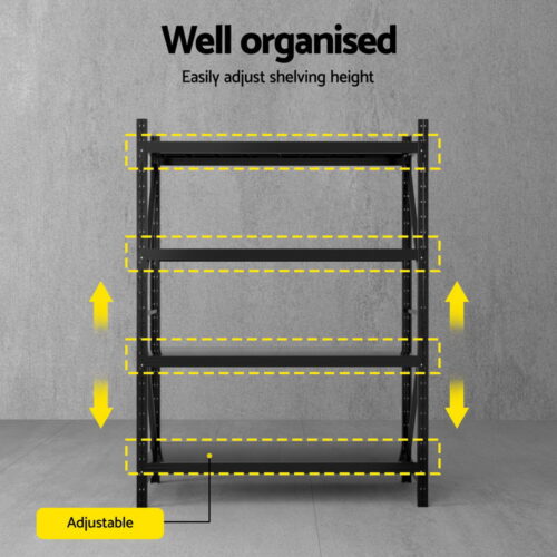 2Mx1.5M Giantz Garage Shelving Warehouse Rack Black - Image 5