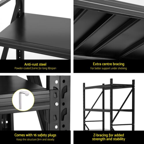 2Mx1.5M Giantz Garage Shelving Warehouse Rack Black - Image 6