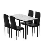 Set of 5 Artiss Dining Table Chairs Glossy Marble Effect Home Kitchen Lounge