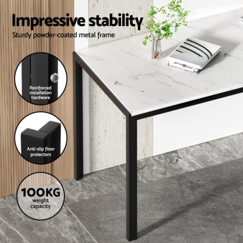 Set of 5 Artiss Dining Table Chairs Glossy Marble Effect Home Kitchen Lounge - Image 5