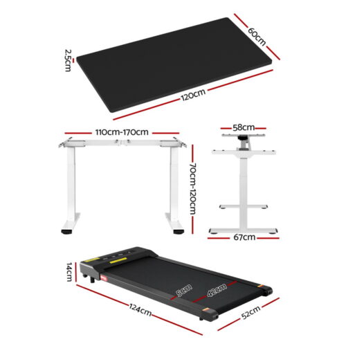 Artiss Treadmill 120cm Automatic Standing Desk with 400mm Electric Walking Pad - Image 2