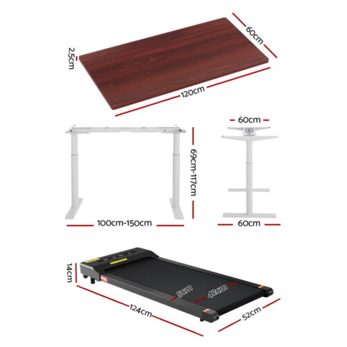 Artiss 400mm Treadmill Electric Walking Pad with 120cm Automatic Standing Desk - Image 2