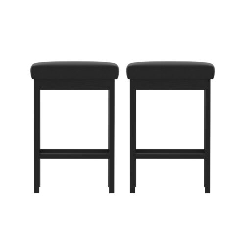 2x Artiss Metal Bar Stools PU Seat Dining Counter Chairs - Image 3