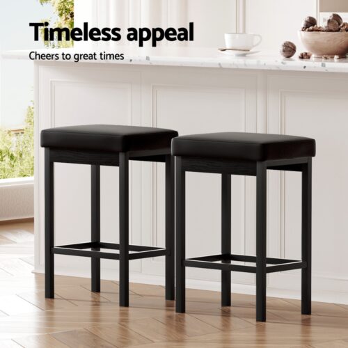 2x Artiss Metal Bar Stools PU Seat Dining Counter Chairs - Image 6