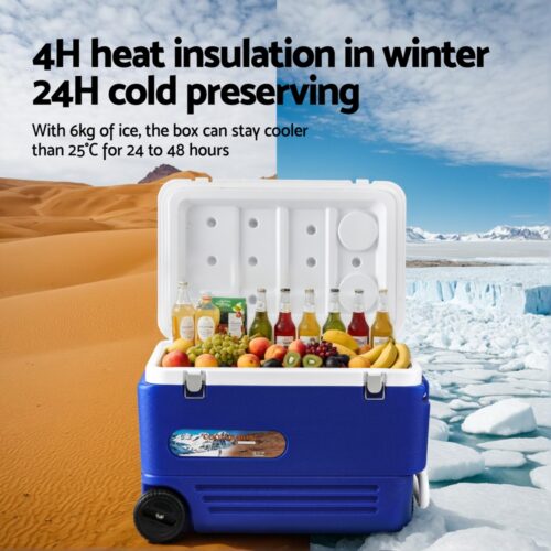 Glacio 60L Portable Ice Cooler Box With Wheels Camping Fridge - Image 6