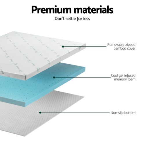 Giselle Bedding Memory Foam Mattress Topper Ventilated Cool Gel 8cm Queen - Image 6