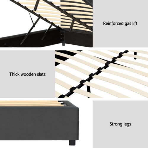 Artiss Bed Frame Double Size Velvet Grey FION - Image 6