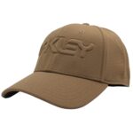 Oakley 6 Panel Stretch Hat Embossed Mens Size S/M Coyote Light Brown Logo Cap