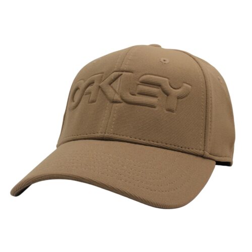 Oakley 6 Panel Stretch Hat Embossed Mens Size S/M Coyote Light Brown Logo Cap - Image 2