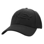 Oakley 6 Panel Stretch Hat Embossed Mens Size L/XL Blackout Black Logo Cap