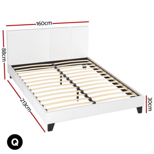 Artiss Bed Frame Queen Size White NEO - Image 2