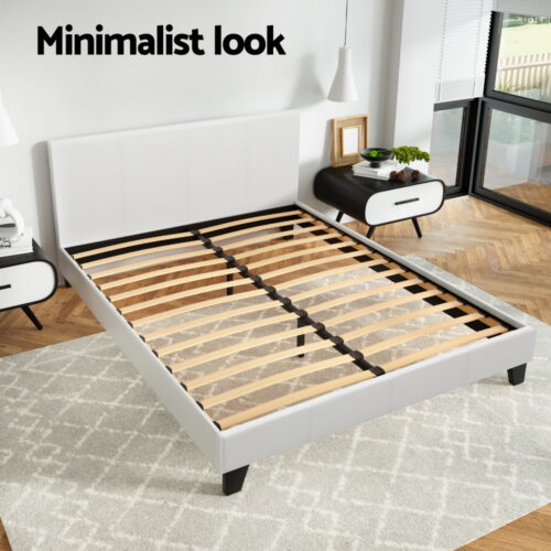 Artiss Bed Frame Queen Size White NEO - Image 4