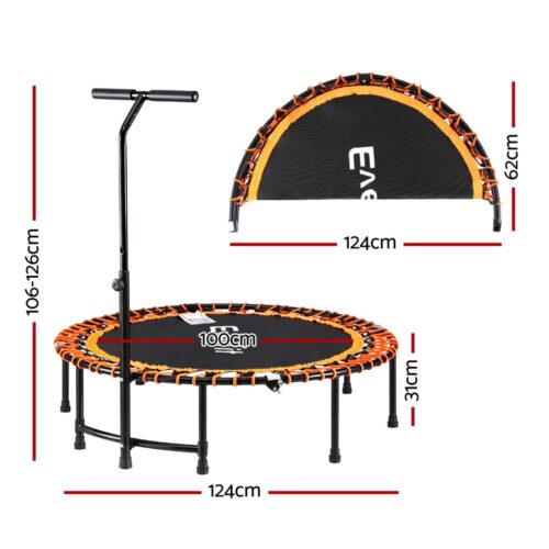 Everfit 48inch Fitness Foldable Trampoline Jumping Rebounder Home Gym Handrail - Image 2