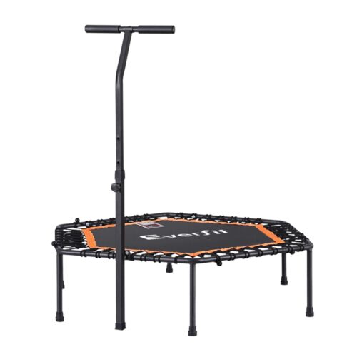 Everfit 51inch Hexagon Fitness Trampoline Rebounder Adjustable Handrail Orange - Image 3