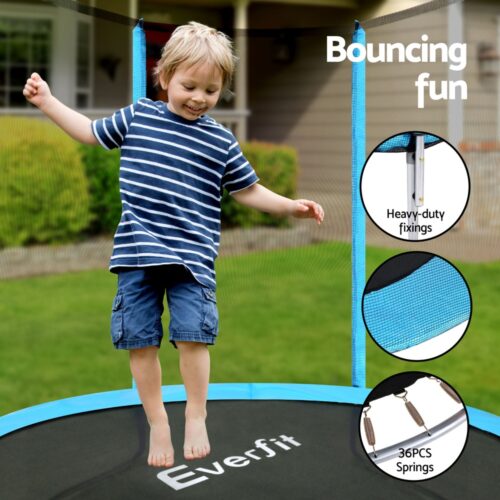 Everfit Trampoline 6FT Kids Trampolines Safety Net Pad Round Blue - Image 5
