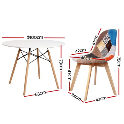 1 Artiss Dining Table and 4 Chairs Set DSW White - Image 2
