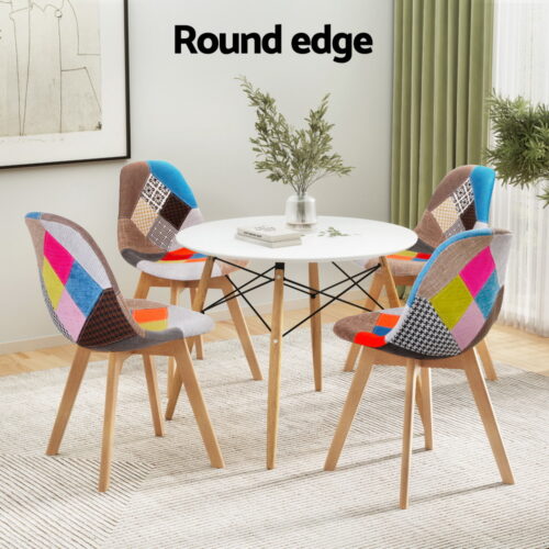 1 Artiss Dining Table and 4 Chairs Set DSW White - Image 4