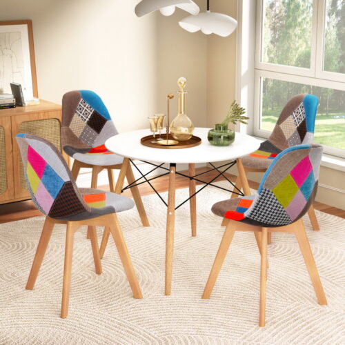 1 Artiss Dining Table and 4 Chairs Set DSW White - Image 7