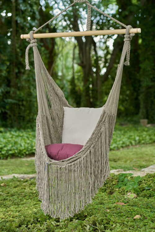 Fringed Cotton Rope Mexican Hammock Swing from Mexico in Dream Sands - Image 3