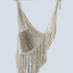 Fringed Cotton Rope Mexican Hammock Swing from Mexico in Ivory