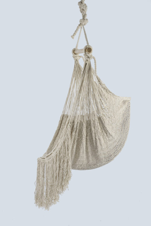 Fringed Cotton Rope Mexican Hammock Swing from Mexico in Ivory - Image 10
