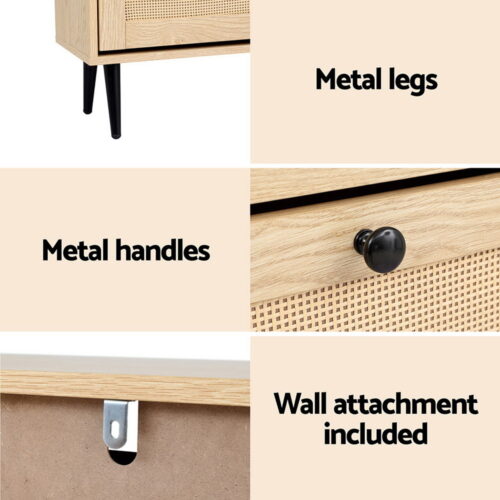 Artiss Shoe Rack Cabinet 3 Flip-out Drawers Pine - Image 7