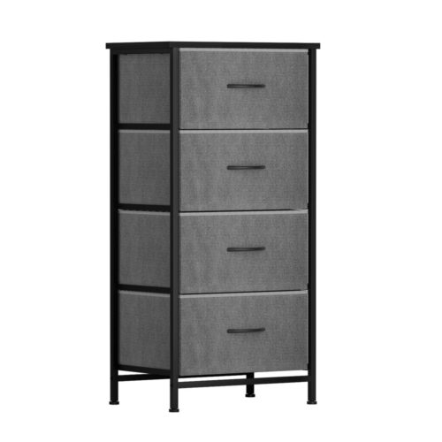 Artiss Chest of 4 Drawers Storage Dresser Tallboy Grey - Image 3
