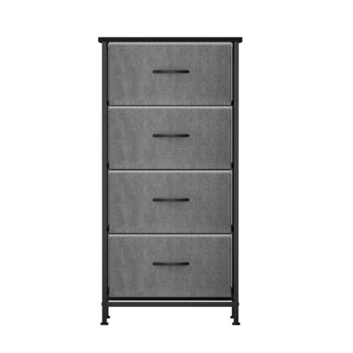 Artiss Chest of 4 Drawers Storage Dresser Tallboy Grey - Image 5