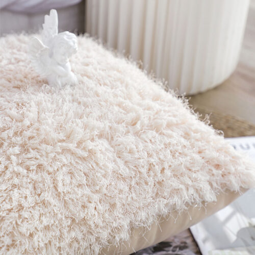 50CM Beige Pillow Plush Sofa Cushion Soft Fabric Modern Couch Velvet Decorative Throw Pillow - Image 3