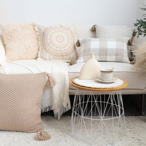 50CM Beige Pillow Plush Sofa Cushion Soft Fabric Modern Couch Velvet Decorative Throw Pillow - Image 7