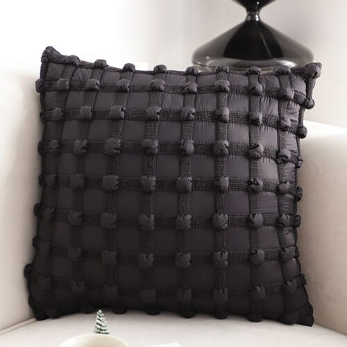 50cm Black Medieval Puff Rivet Square Product Throw Pillow - Image 3