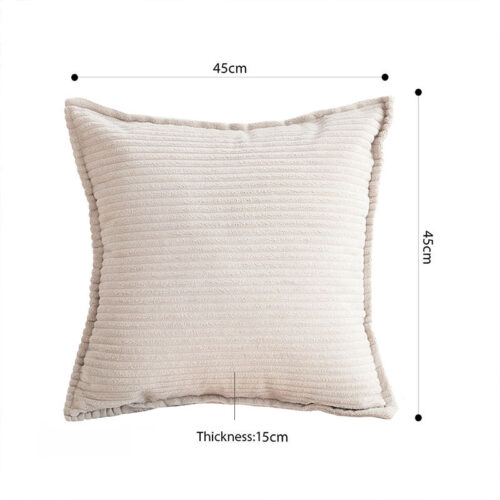 45cm Beige Warm Wood Tone Wabi-sabi Striped Corduroy Square Throw Pillow - Image 5