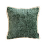 45cm Jade Green Chenille Texture Tassel Square Throw Pillow