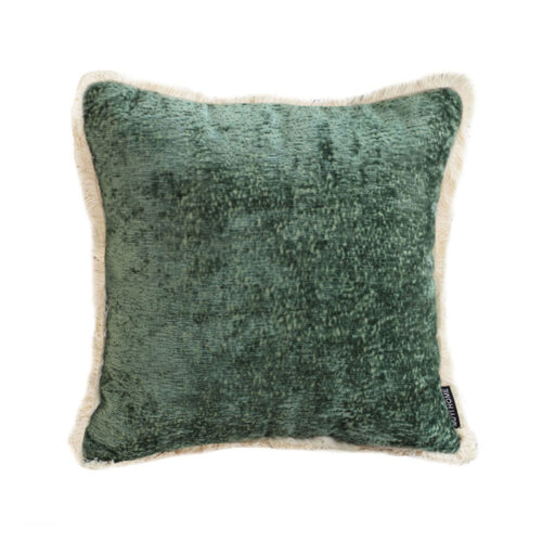 45cm Jade Green Chenille Texture Tassel Square Throw Pillow