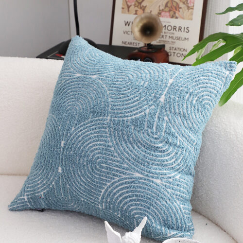 50cm Blue Throw Pillow Geometric Indoor Outdoor Corded - Image 3