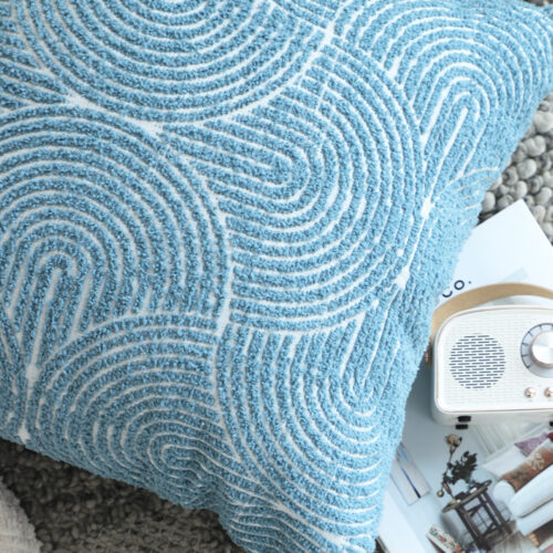 50cm Blue Throw Pillow Geometric Indoor Outdoor Corded - Image 4