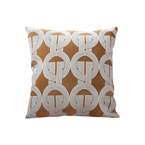 50cm Throw Pillow Brown Circular Chain Jacquard Decorative Square