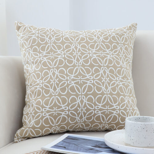 50cmThrow Pillow White Beige Geometric Pattern Accent - Image 3