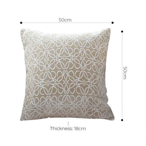 50cmThrow Pillow White Beige Geometric Pattern Accent - Image 5