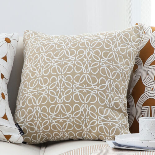 50cmThrow Pillow White Beige Geometric Pattern Accent - Image 7