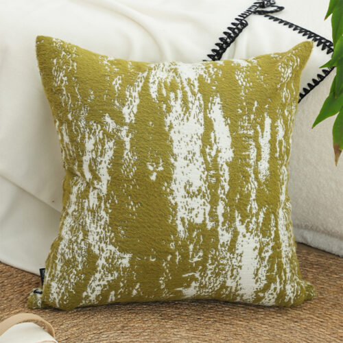 50cm Throw Pillow White Olive Green Plush Polyester Fiber Cotton - Image 2